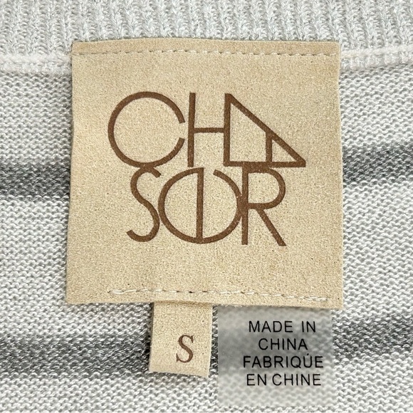 Chaser Cream & Silver Striped Sweater Sparkly size Small - Picture 4 of 6